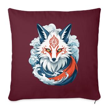 Masque Kitsune Japonais Anime Kawaii Renard Fantôme - Housse de coussin décorative 45 x 45 cm - bordeaux - Devant