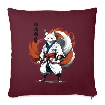 Masque Samouraï Renard Japonais Kitsune Kawaii - Housse de coussin décorative 45 x 45 cm - bordeaux - Devant