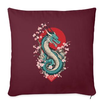 Dragon Anime Fan Dragon japonais Style Vintage - Housse de coussin décorative 45 x 45 cm - bordeaux - Devant