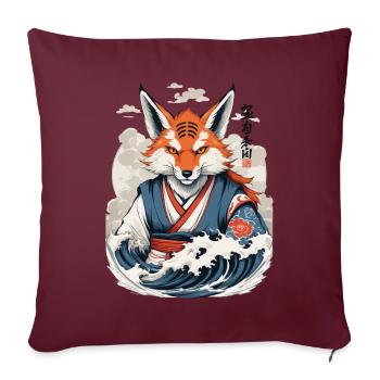 Ukiyo-E Art vintage Kitsune renard japonais - Housse de coussin décorative 45 x 45 cm - bordeaux - Devant