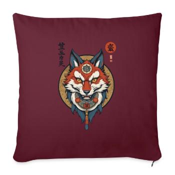 Masque Kitsune Japonais Anime Kawaii Renard Fantôme - Housse de coussin décorative 45 x 45 cm - bordeaux - Devant