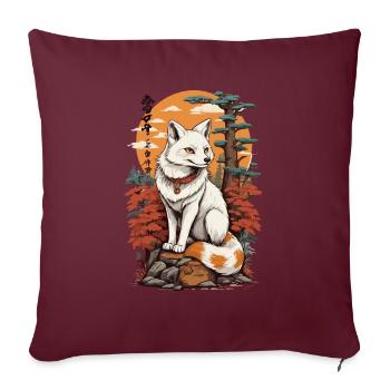 Masque Kitsune Japonais Anime Kawaii Renard Fantôme - Housse de coussin décorative 45 x 45 cm - bordeaux - Devant