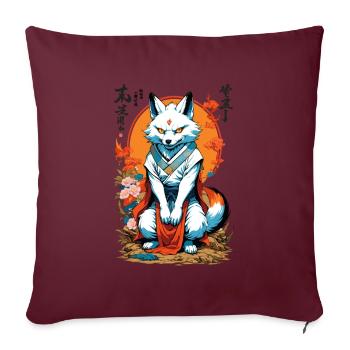 Masque Kitsune Japonais Anime Kawaii Renard Fantôme - Housse de coussin décorative 45 x 45 cm - bordeaux - Devant