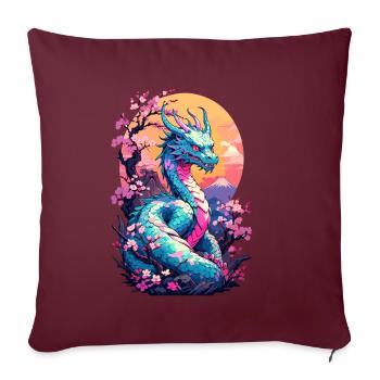 Dragon Anime Fan Dragon Japonais Vintage - Housse de coussin décorative 45 x 45 cm - bordeaux - Devant