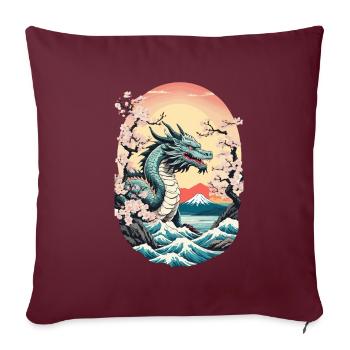Dragon Anime Vintage Mythologie Japonaise Art - Housse de coussin décorative 45 x 45 cm - bordeaux - Devant