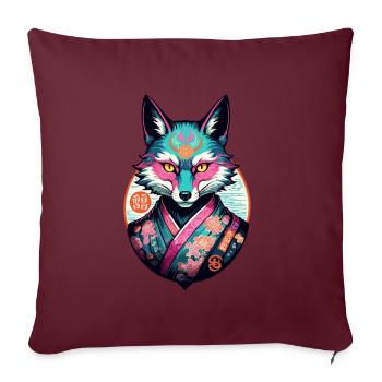 Masque Kitsune Japonais Anime Kawaii Renard Fantôme - Housse de coussin décorative 45 x 45 cm - bordeaux - Devant