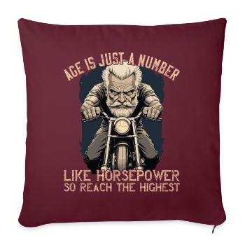 Drôle de motard grand-père moto vintage style rétro - Housse de coussin décorative 45 x 45 cm - bordeaux - Devant