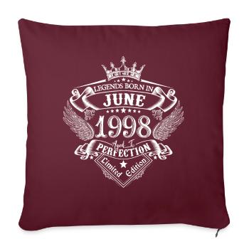 Juni 1998 Geburtstag Juni 1998 Juni Geschenk - Sofakissenbezug 45 x 45 cm - Burgunderrot - Vorne