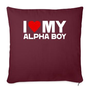 J’aime mon petit ami alpha Amour de la Saint-Valentin - Housse de coussin décorative 45 x 45 cm - bordeaux - Devant