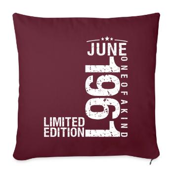Juin 1961 Juin anniversaire Juin 1961 - Housse de coussin décorative 45 x 45 cm - bordeaux - Devant