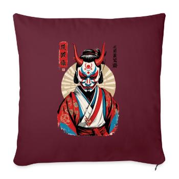 Oni Masque Démon Samouraï Japonais Oeuvre - Housse de coussin décorative 45 x 45 cm - bordeaux - Devant
