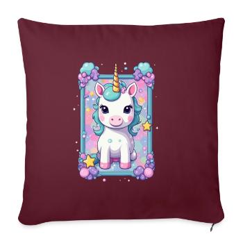 Couleurs pastel à motif de licorne unique - Housse de coussin décorative 45 x 45 cm - bordeaux - Devant