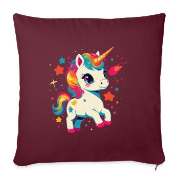 Fille Licorne d’anniversaire unique - Housse de coussin décorative 45 x 45 cm - bordeaux - Devant