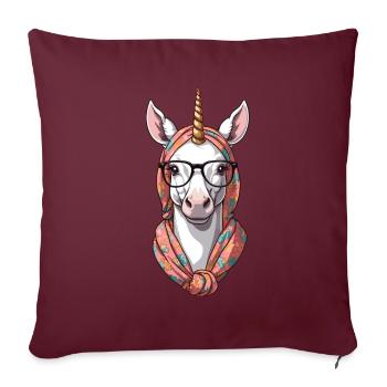 Une maman licorne licornes mère aimante - Housse de coussin décorative 45 x 45 cm - bordeaux - Devant