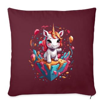 Motif d’anniversaire unique de licornes drôles - Housse de coussin décorative 45 x 45 cm - bordeaux - Devant