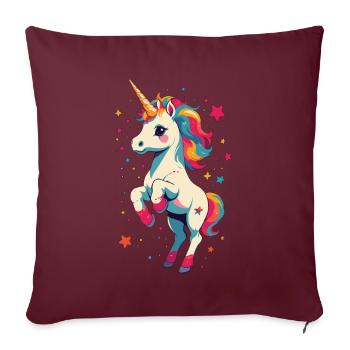 Motif d’anniversaire unique Licornes drôles - Housse de coussin décorative 45 x 45 cm - bordeaux - Devant
