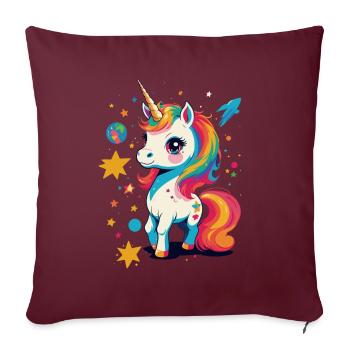 Motif d’anniversaire unique Unicorn Lover - Housse de coussin décorative 45 x 45 cm - bordeaux - Devant