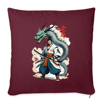 Samouraï Dragon Vintage Ukiyo-e Style Artwork - Housse de coussin décorative 45 x 45 cm - bordeaux - Devant