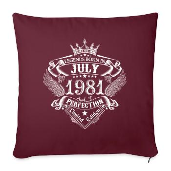 Juillet 1981 anniversaire Juillet 1981 Juillet - Housse de coussin décorative 45 x 45 cm - bordeaux - Devant