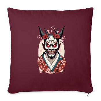 Oni Démons Masque Japon Culture Esthétique Design - Housse de coussin décorative 45 x 45 cm - bordeaux - Devant