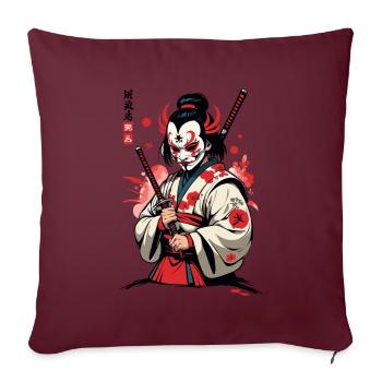 Oni Demons Masque Samouraï Culture démoniaque japonaise - Housse de coussin décorative 45 x 45 cm - bordeaux - Devant