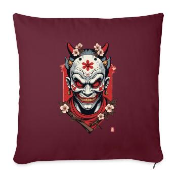 Oni Dämonen Maske Samurai Japanischer Geist - Sofakissenbezug 45 x 45 cm - Burgunderrot - Vorne
