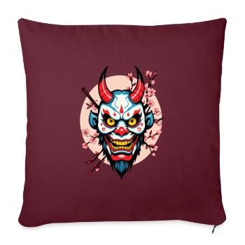 Oni Dämonen Maske Samurai Japanischer Geist - Sofakissenbezug 45 x 45 cm - Burgunderrot - Vorne