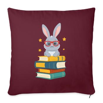 Lapin de lecture passionné de livres parfait - Housse de coussin décorative 45 x 45 cm - bordeaux - Devant