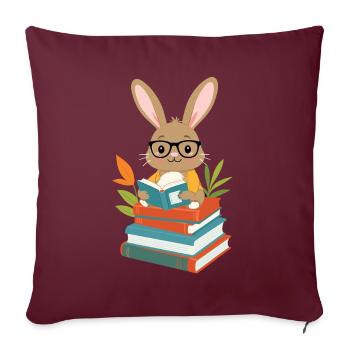 Lapin de lecture Lapin amateur de livres enthousiaste - Housse de coussin décorative 45 x 45 cm - bordeaux - Devant