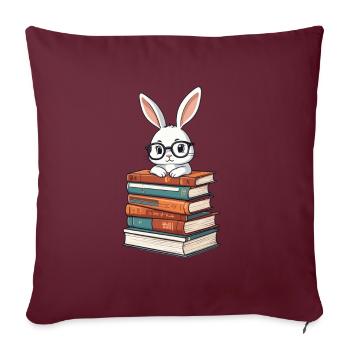 Lesender Hase Perfekter Bücherwurm Stil - Sofakissenbezug 45 x 45 cm - Burgunderrot - Vorne