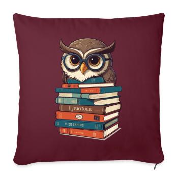Illustration de livre mignon d’amant des hiboux - Housse de coussin décorative 45 x 45 cm - bordeaux - Devant