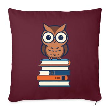 Livres hibou hibou amant mignon livre illustration - Housse de coussin décorative 45 x 45 cm - bordeaux - Devant