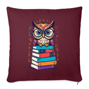 Livres Hibou Enthousiaste Rat de Bibliothèque Cuter - Housse de coussin décorative 45 x 45 cm - bordeaux - Devant
