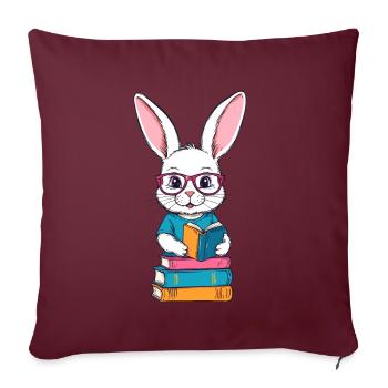 Lesender Hase Begeisterter Buchliebhaber Stil - Sofakissenbezug 45 x 45 cm - Burgunderrot - Vorne