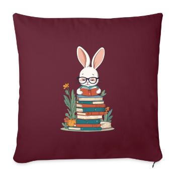 Lesender Hase Begeisterter Buchliebhaber Stil - Sofakissenbezug 45 x 45 cm - Burgunderrot - Vorne