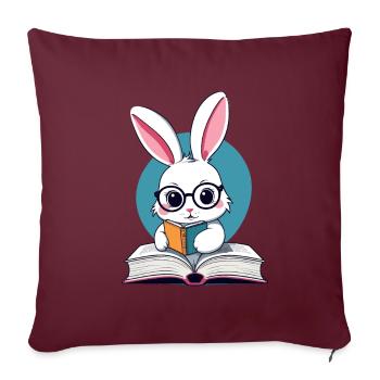 Lapin de lecture rat de bibliothèque parfait lapin - Housse de coussin décorative 45 x 45 cm - bordeaux - Devant