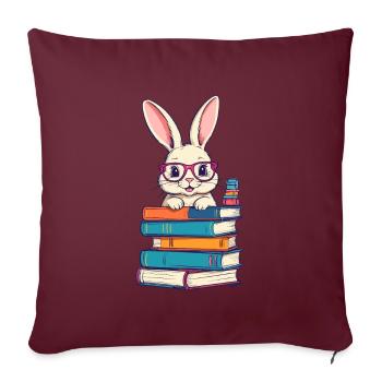 Lapin de lecture passionné de livres parfait - Housse de coussin décorative 45 x 45 cm - bordeaux - Devant