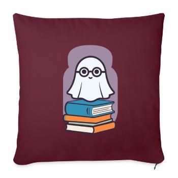 Amateur de livres Style Halloween Ghost Bookish - Housse de coussin décorative 45 x 45 cm - bordeaux - Devant