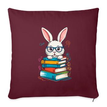 Lesender Hase Lustige Bücher Lesen Design - Sofakissenbezug 45 x 45 cm - Burgunderrot - Vorne