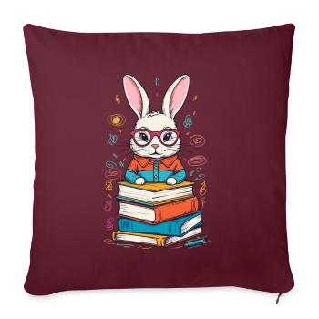 Lesender Hase Begeisterter Buchliebhaber Stil - Sofakissenbezug 45 x 45 cm - Burgunderrot - Vorne