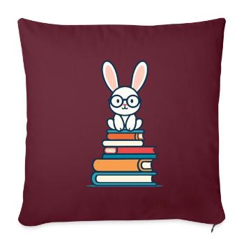 Lapin de lecture Lapin amateur de livres enthousiaste - Housse de coussin décorative 45 x 45 cm - bordeaux - Devant