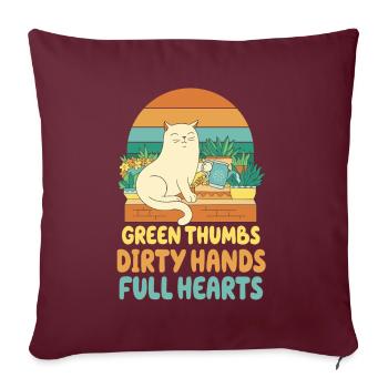 Pouces verts mains sales cœurs pleins - Housse de coussin décorative 45 x 45 cm - bordeaux - Devant