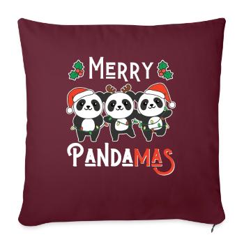 Joyeux Noël Pandamas Jeu de mots Panda - Housse de coussin décorative 45 x 45 cm - bordeaux - Devant