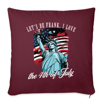 Drapeau américain de la Statue de la Liberté du 4 juillet - Housse de coussin décorative 45 x 45 cm - bordeaux - Devant