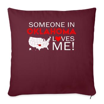 Quelqu’un dans l’Oklahoma m’aime - Housse de coussin décorative 45 x 45 cm - bordeaux - Devant