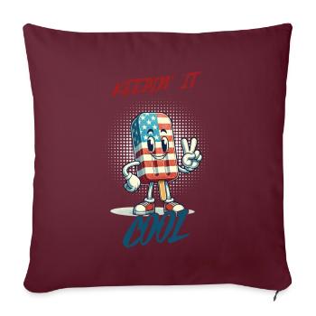 Drapeau américain rétro vintage Keepin It Cool - Housse de coussin décorative 45 x 45 cm - bordeaux - Devant