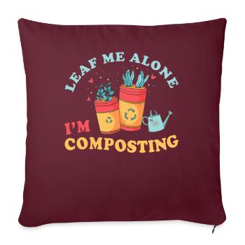 Feuille-moi seul je composte - Housse de coussin décorative 45 x 45 cm - bordeaux - Devant