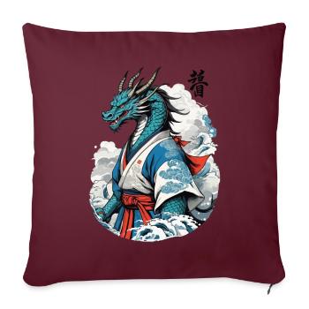 Dragon Samouraï Vintage Ukiyo-e Style - Housse de coussin décorative 45 x 45 cm - bordeaux - Devant