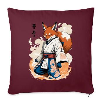 Kitsune Samouraï Renard Vintage Ukiyo-e Style - Housse de coussin décorative 45 x 45 cm - bordeaux - Devant