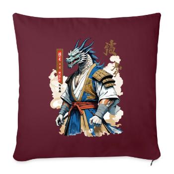 Dragon Samouraï Vintage Ukiyo-e Style - Housse de coussin décorative 45 x 45 cm - bordeaux - Devant